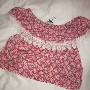 NWT Pink floral off the shoulders LF top size S